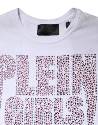 White Embellished CrewNeck Short Sleeve T-shirt