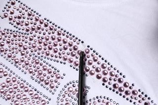 White Embellished CrewNeck Short Sleeve T-shirt
