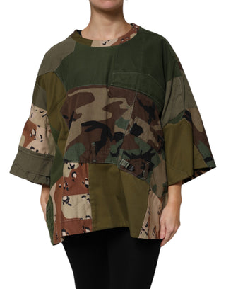 Camiseta oversize multicolor con estampado de camuflaje