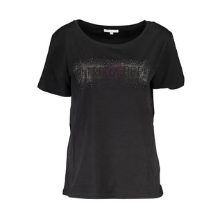 Camiseta de algodón negra para mujer