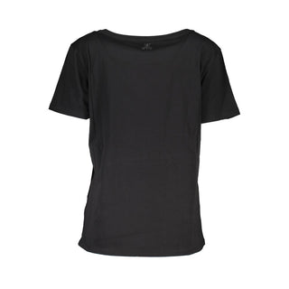 Camiseta de algodón negra para mujer