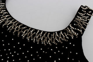 Vestido de gala de terciopelo marrón con cristal