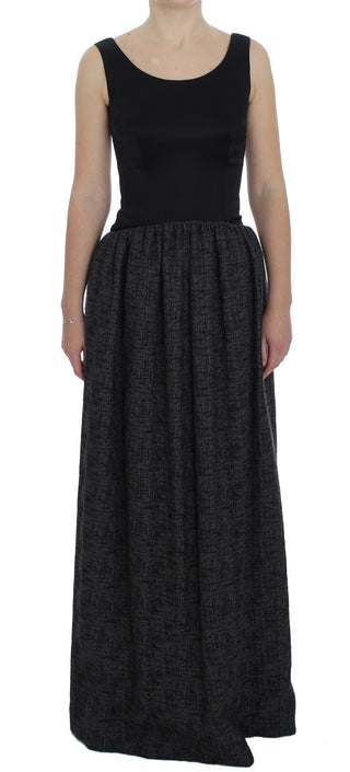 Vestido de gala de tubo negro y gris de largo completo