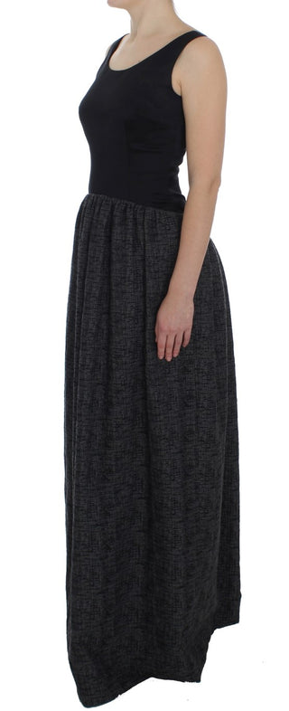 Vestido de gala de tubo negro y gris de largo completo