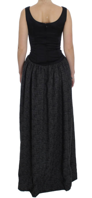 Vestido de gala de tubo negro y gris de largo completo