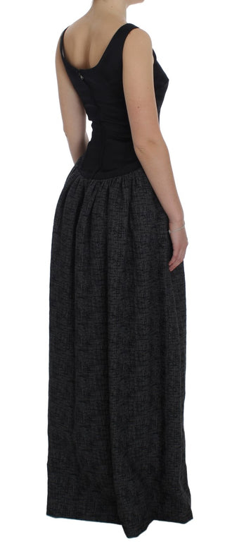 Vestido de gala de tubo negro y gris de largo completo