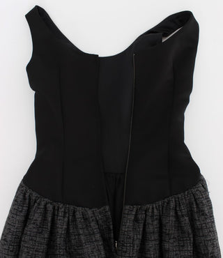 Vestido de gala de tubo negro y gris de largo completo