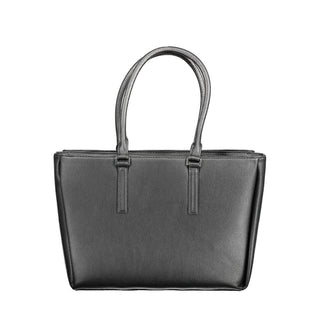 Black Polyurethane Women Shoulder Bag