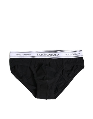 Ropa interior tipo slip regular de algodón elástico negro