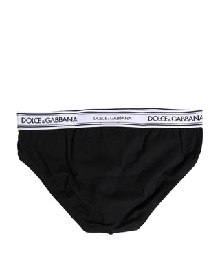 Ropa interior tipo slip regular de algodón elástico negro