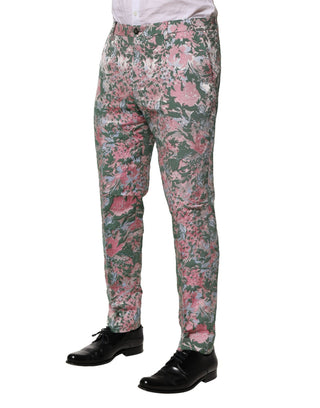 Mehrfarbige Jacquardhose mit Blumenmuster