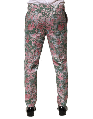 Mehrfarbige Jacquardhose mit Blumenmuster