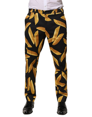Pantalones entallados para hombre con estampado de pasta negro
