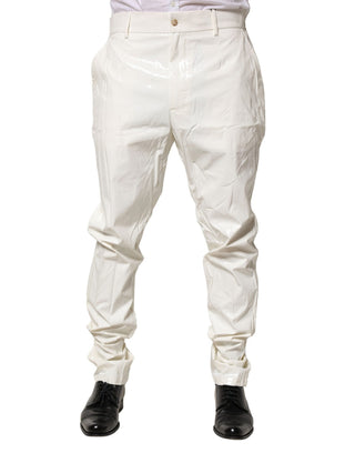 Pantalones de vestir entallados para hombre de nailon blanco
