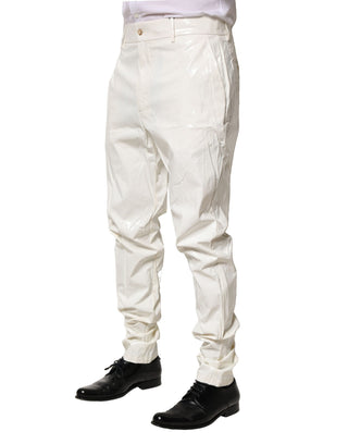 Pantalones de vestir entallados para hombre de nailon blanco