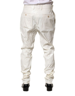 Pantalones de vestir entallados para hombre de nailon blanco