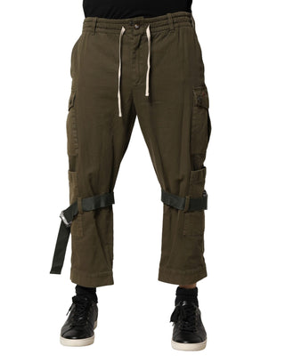 Braune Baumwoll-Cargohose mit Kordelzug