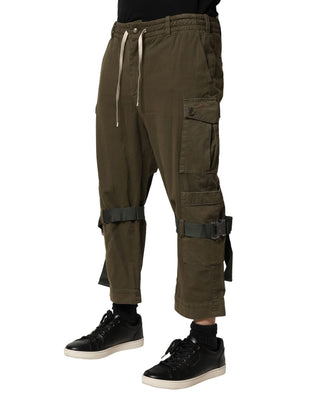 Braune Baumwoll-Cargohose mit Kordelzug