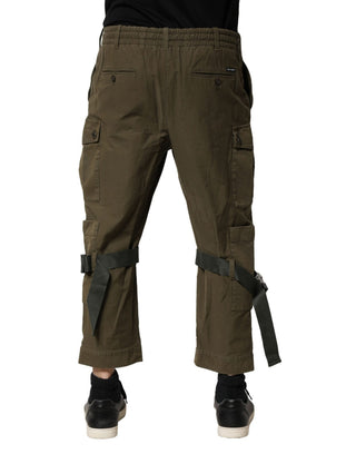 Braune Baumwoll-Cargohose mit Kordelzug