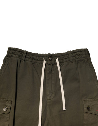 Braune Baumwoll-Cargohose mit Kordelzug