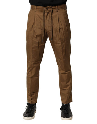 Pantalones chinos de cintura media de algodón marrón para hombre