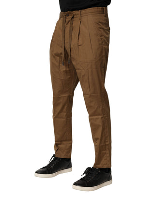 Pantalones chinos de cintura media de algodón marrón para hombre