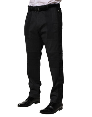 Pantalones formales ajustados de algodón negro