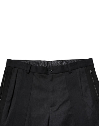 Pantalones formales ajustados de algodón negro