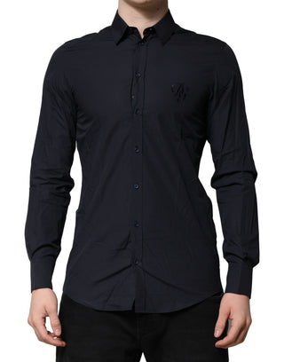 Camisa formal de vestir de algodón azul oscuro MARTINI