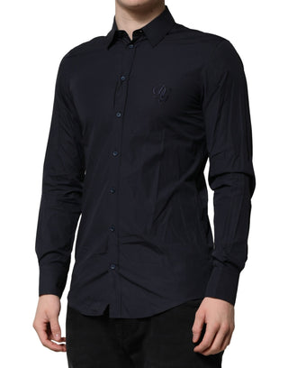 Camisa formal de vestir de algodón azul oscuro MARTINI