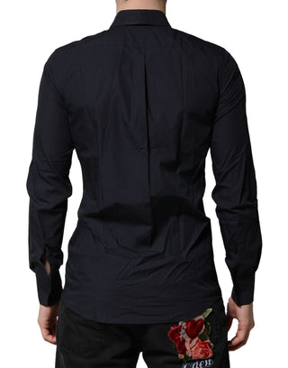 Camisa formal de vestir de algodón azul oscuro MARTINI