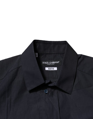 Camisa formal de vestir de algodón azul oscuro MARTINI