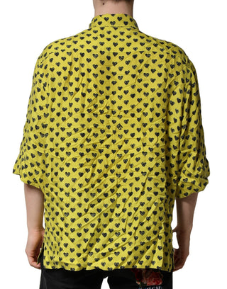 Yellow Heart Short Sleeves Men Casual Shirt