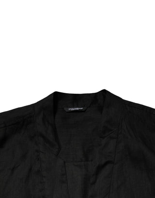 Black Linen Long Sleeves Men Casual Shirt