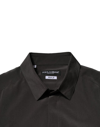 Dunkelbraunes Seiden-Gold-Herren-Hemd Formal