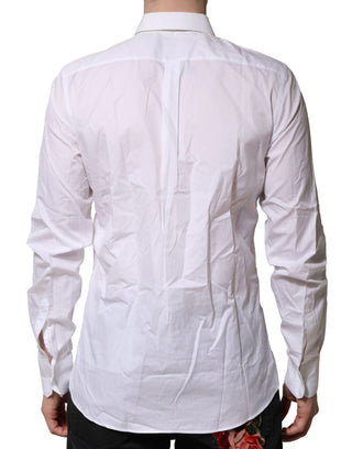 Camisa formal blanca de algodón con detalles de volantes  