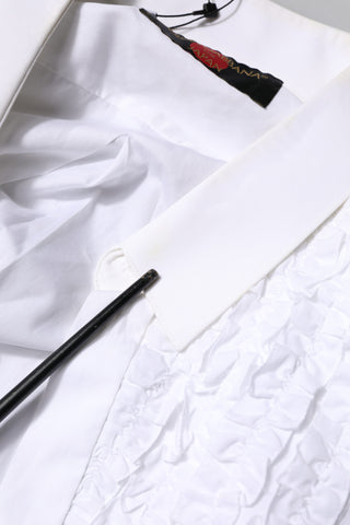 Camisa formal blanca de algodón con detalles de volantes  