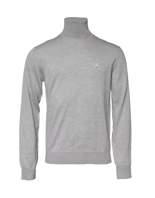 Suéter de cuello alto de manga larga gris
