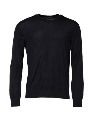 Schwarzer Langarm-Rundhals-Pullover