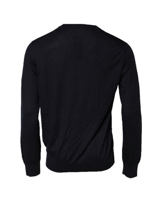 Schwarzer Langarm-Rundhals-Pullover