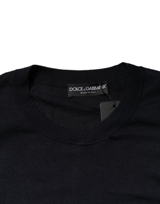 Schwarzer Langarm-Rundhals-Pullover