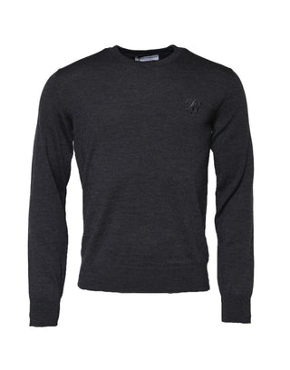 Sudadera gris oscuro de lana con cuello redondo
