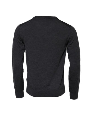 Sudadera gris oscuro de lana con cuello redondo