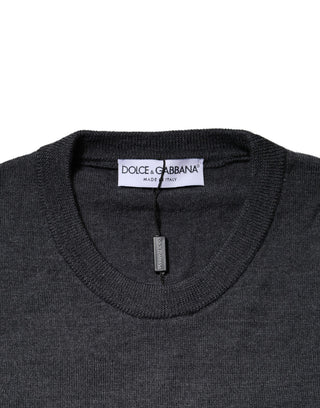 Sudadera gris oscuro de lana con cuello redondo