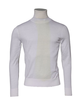 Sudadera blanca de lana con cuello alto para hombre