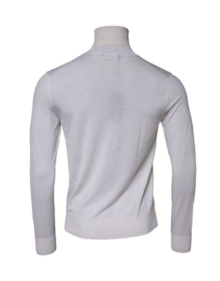 Sudadera blanca de lana con cuello alto para hombre