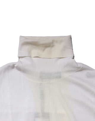 Sudadera blanca de lana con cuello alto para hombre