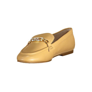 Beige Leather Womens Classic Shoe