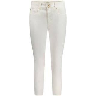 Jeans ajustados de algodón blanco para mujer