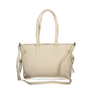 Beige Polyurethane Women's Bag with Adjustable Straps